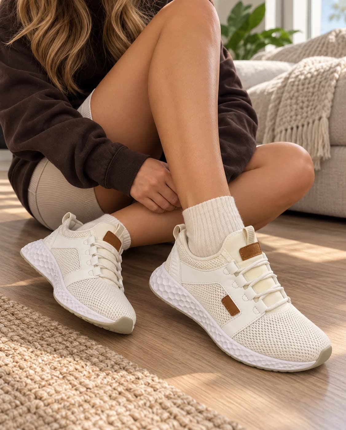 Bench White Mesh Low-Top Sneakers